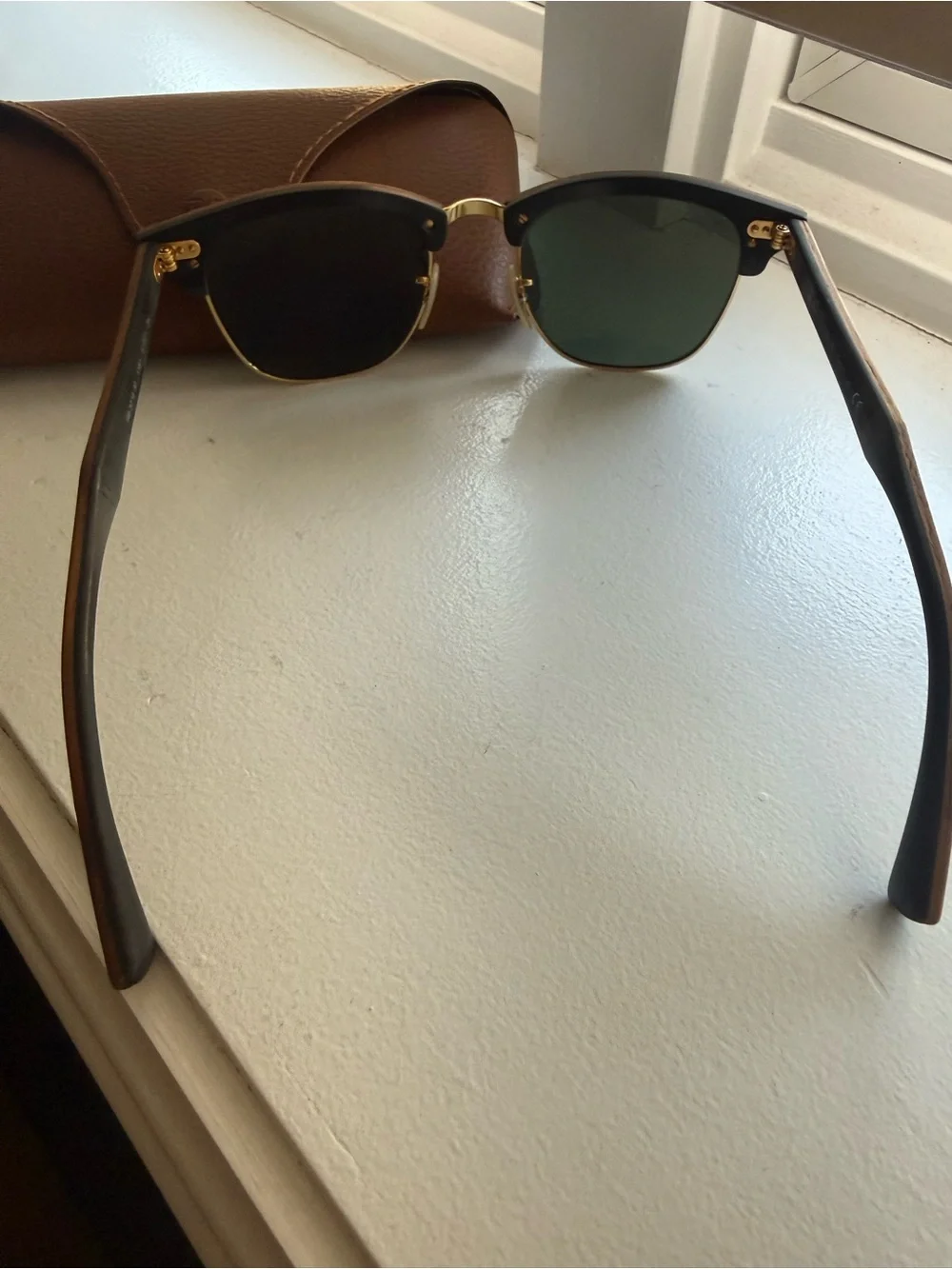 Ray-Ban Clubmaster Style Wood Frame Sunglasses